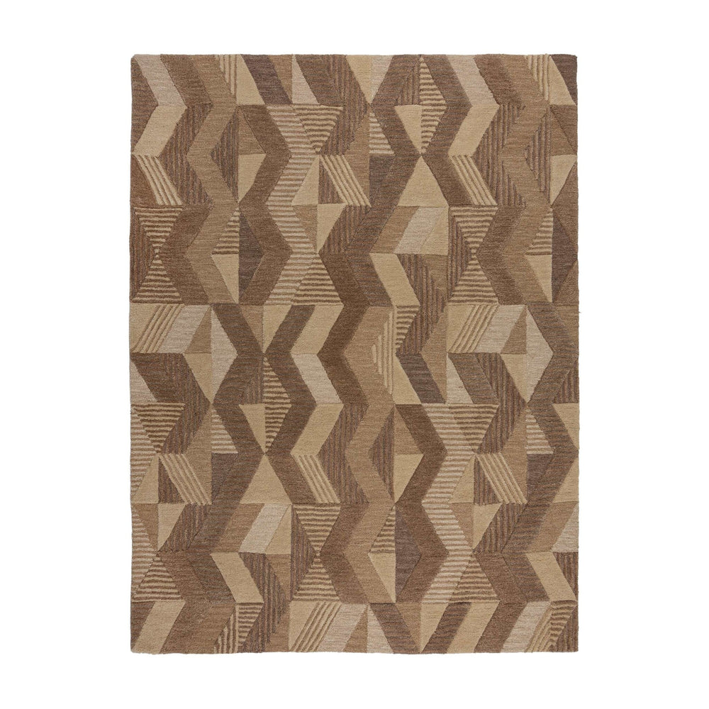 Abstract Wool Floor Rug - Anko Beige