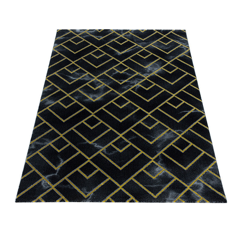 Modern floor rug - Marble Pattern Anthracite/Gold