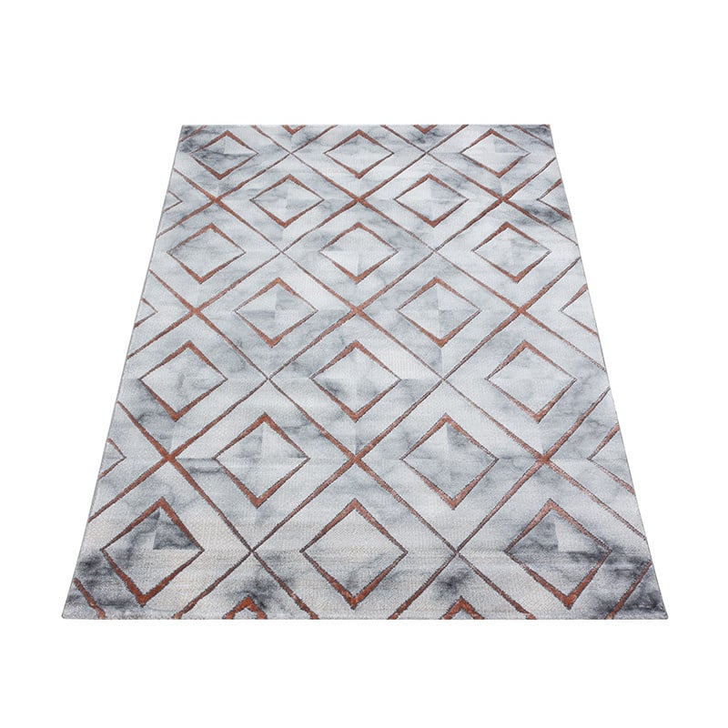 Modern floor rug - Marble Square Grey/Brown