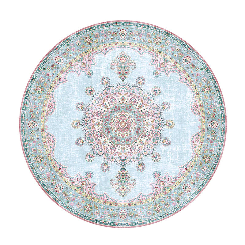 Round Vintage Rug - Lily Medallion Light Blue