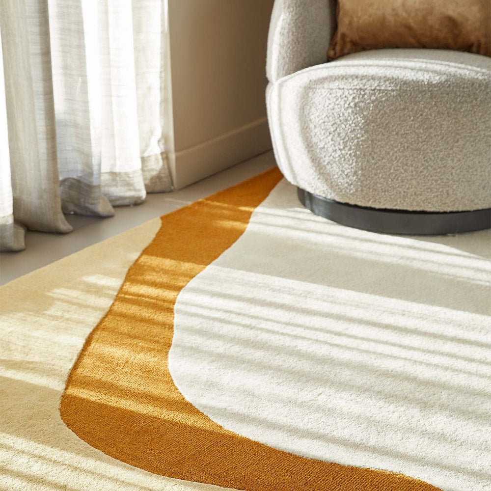 Wool floor rug - Organix Gold/Cream 510