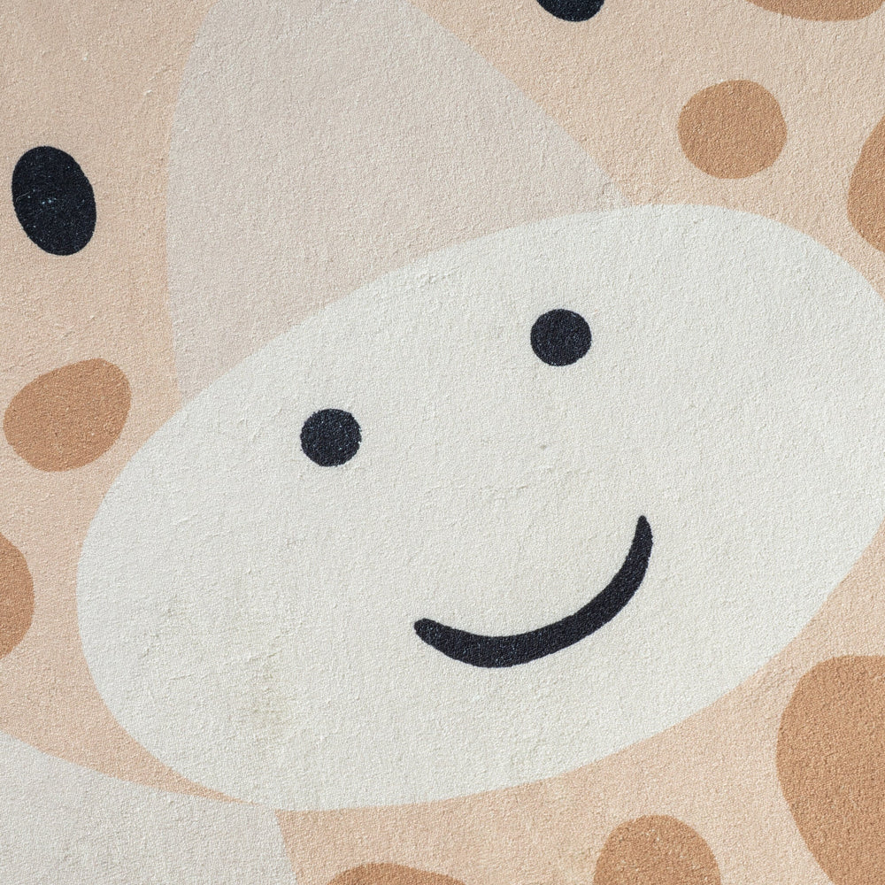 Round Washable Children’s Play Rug – Sammy Giraffe Beige