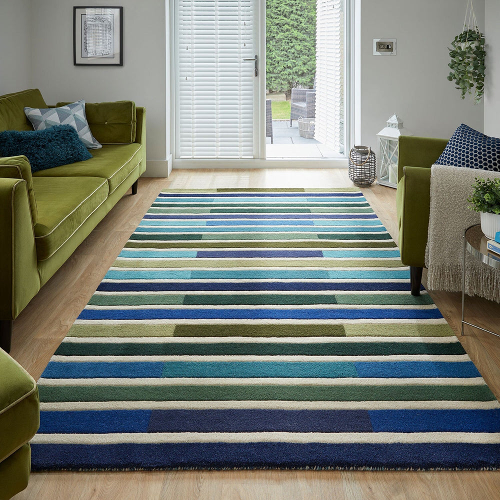 Modern floor rug - Illo Piano Green/Multicolor