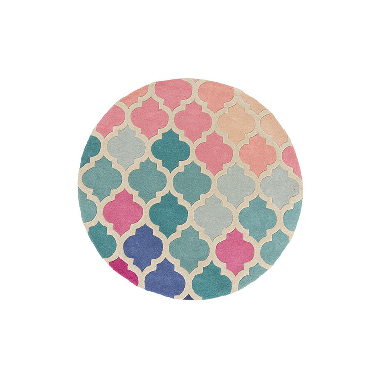 Round modern floor rug - Illo Rosella Pink/Blue