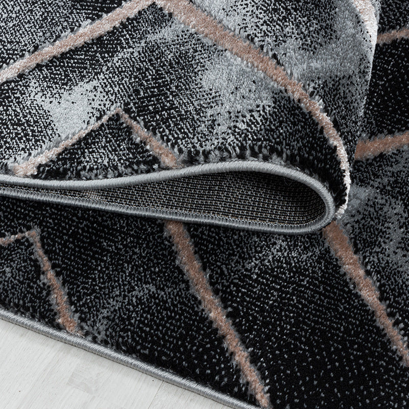Modern floor rug - Marble Square Anthracite/Brown