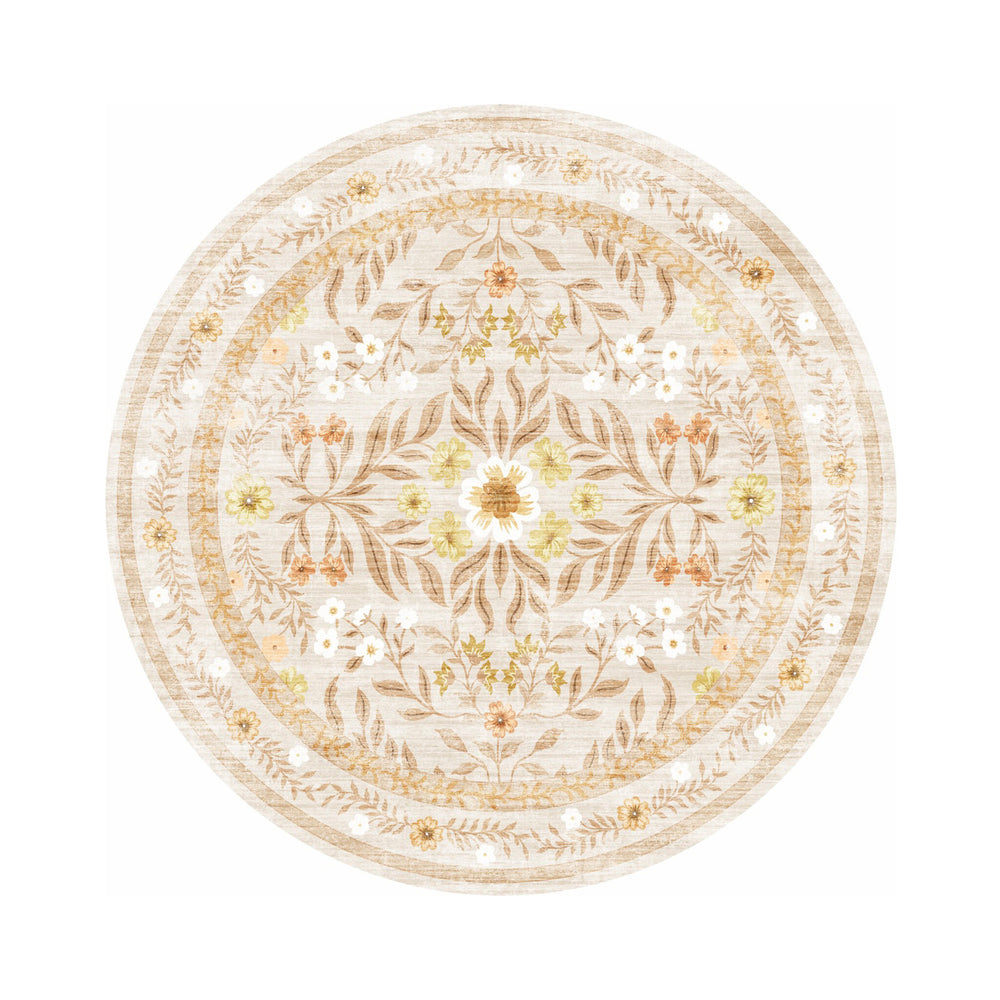 Round vintage outdoor rug - Luana Yellow