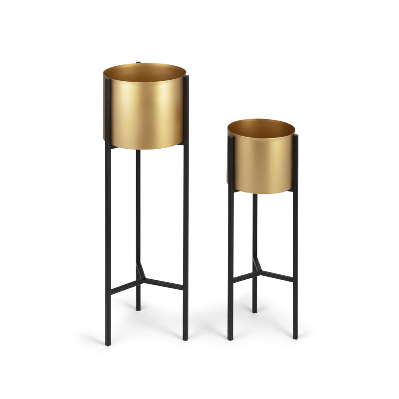 Metal planter on stand - Lily Gold 2/set
