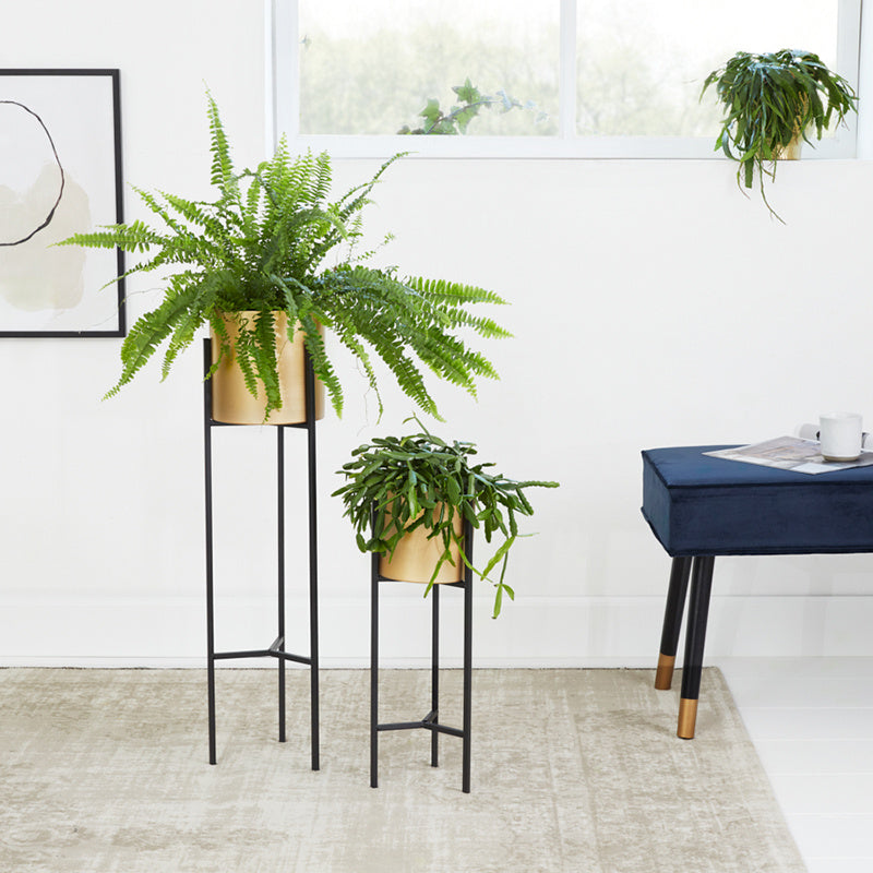 Metal planter on stand - Lily Gold 2/set
