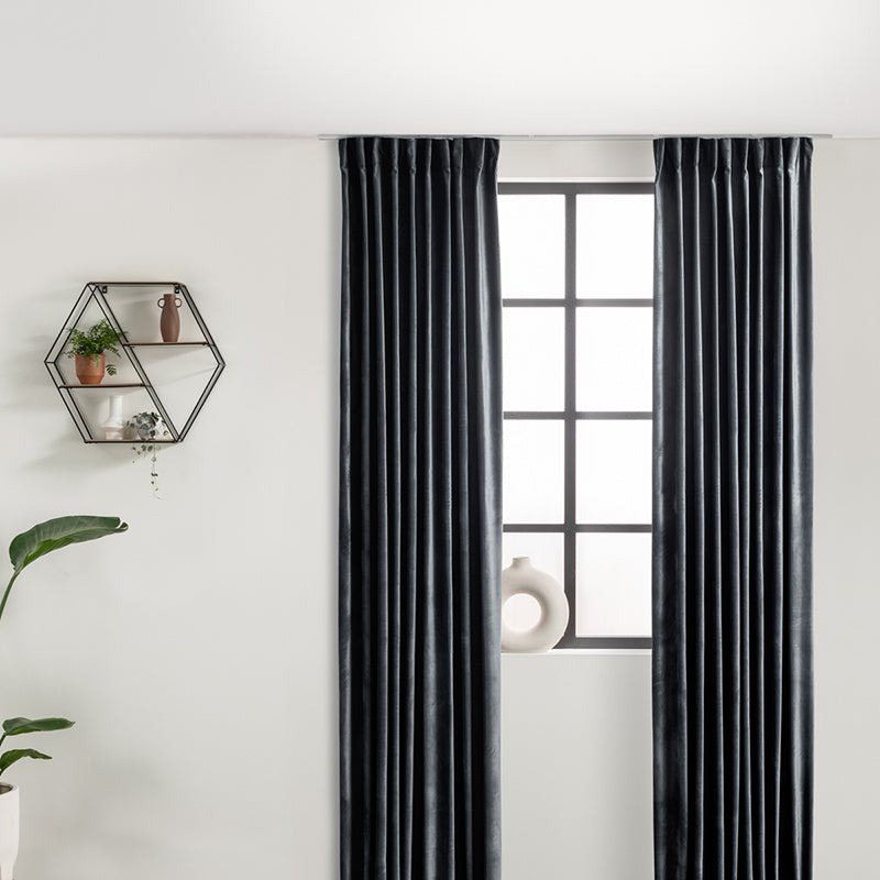 Velvet curtains - Dark grey - Hooks