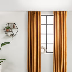 Velvet curtains - Ochre Yellow - Hooks