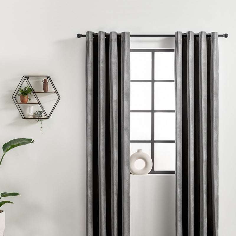 Velvet curtains - Light Grey - Rings