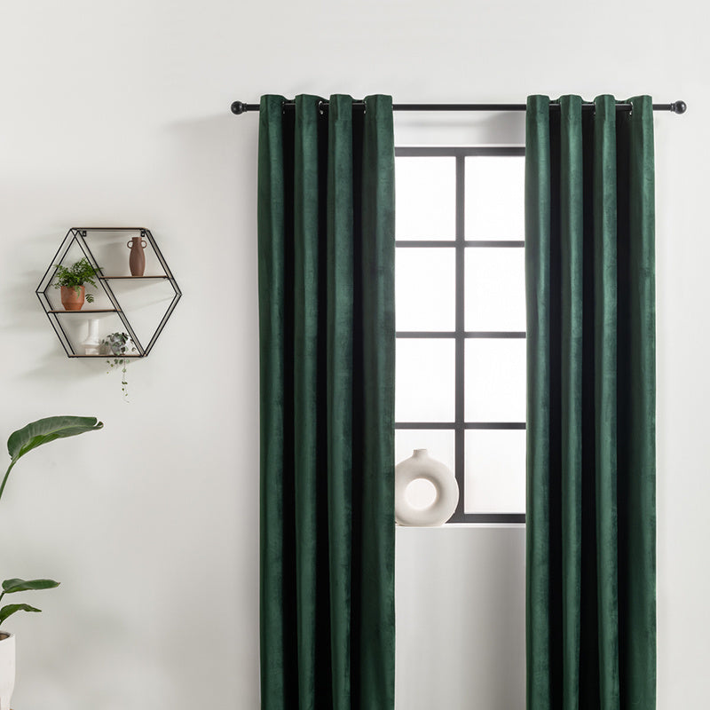 Velvet curtains - Petrol - Rings