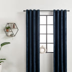 Velvet curtains - Dark Blue - Rings