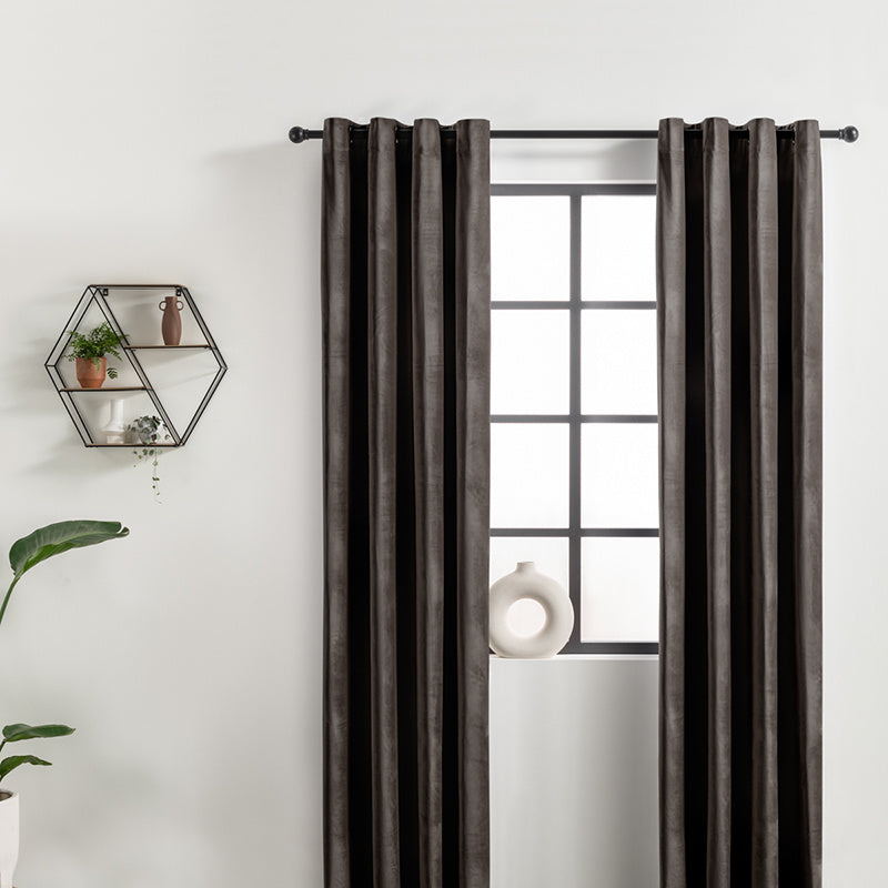Velvet curtains - Dark Taupe - Rings