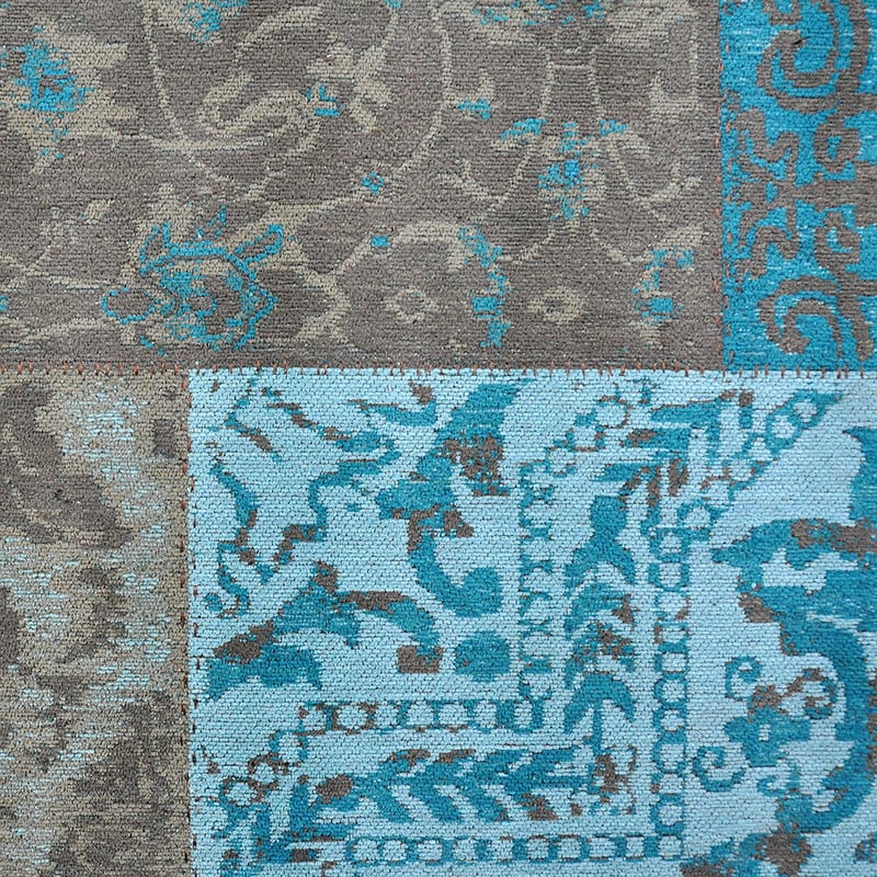 Patchwork floor rug - Delany Grey/Aqua