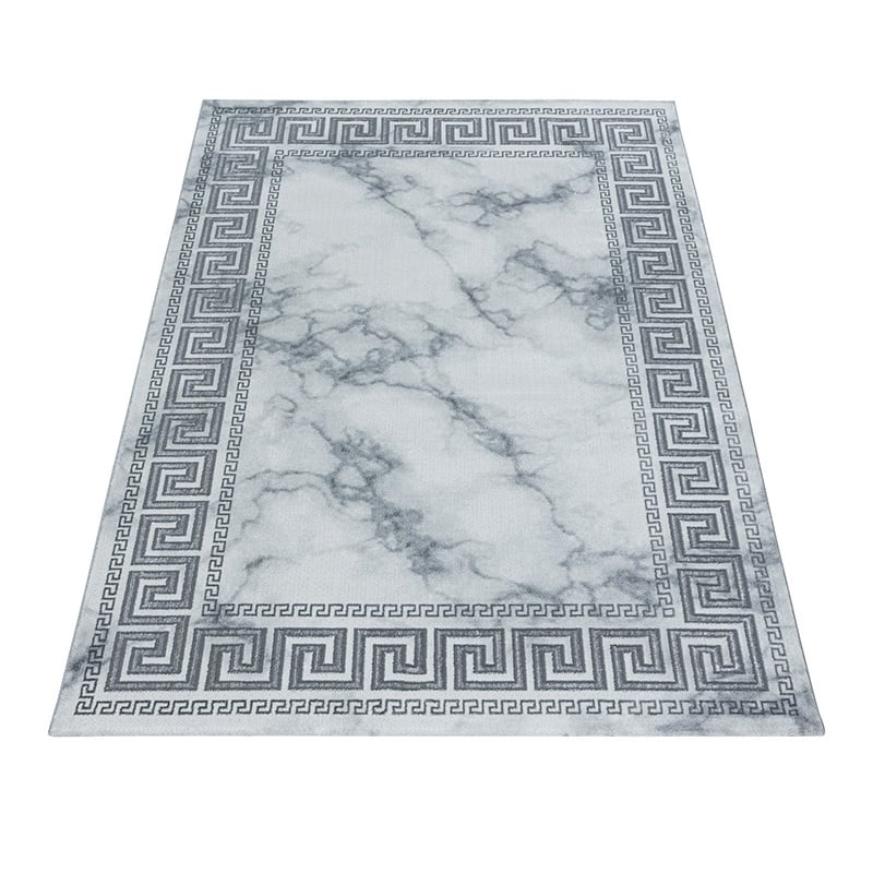 Modern Floor Rug - Marble Edge Grey/Silver