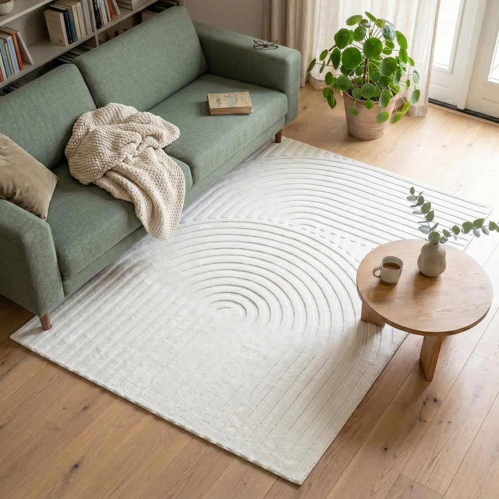 Scandinavian Rug - Charm Curves White