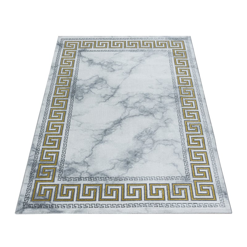 Modern Floor Rug - Marble Edge Grey/Gold