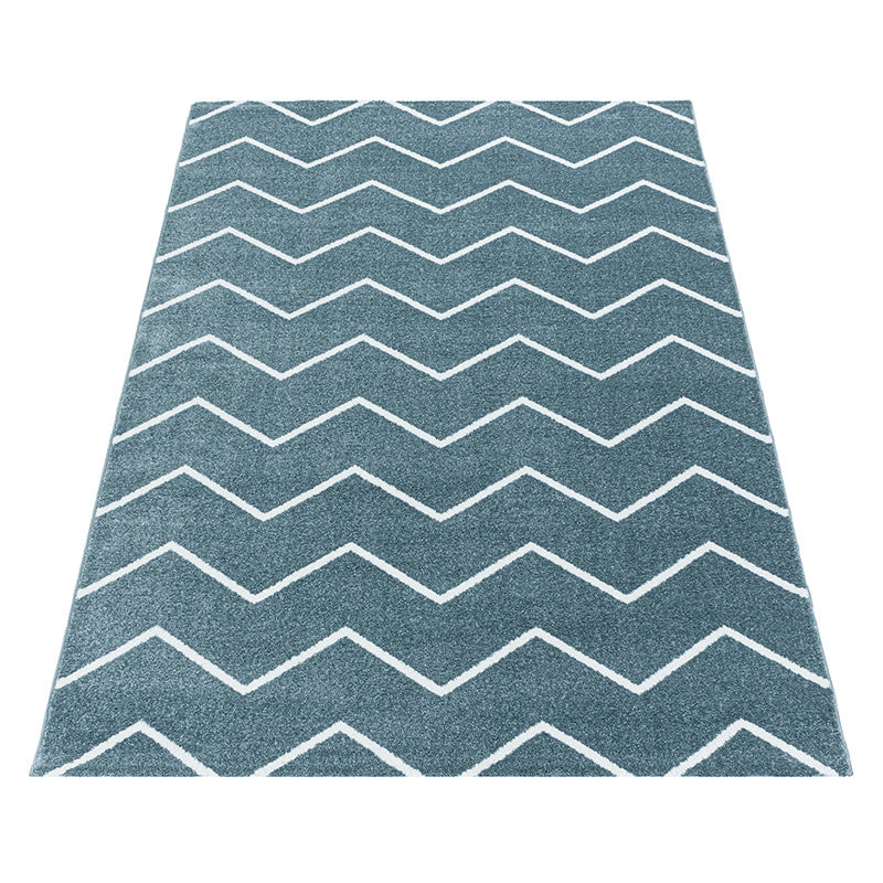 Low-pile floor rug - Smoothly Weave Blue/White