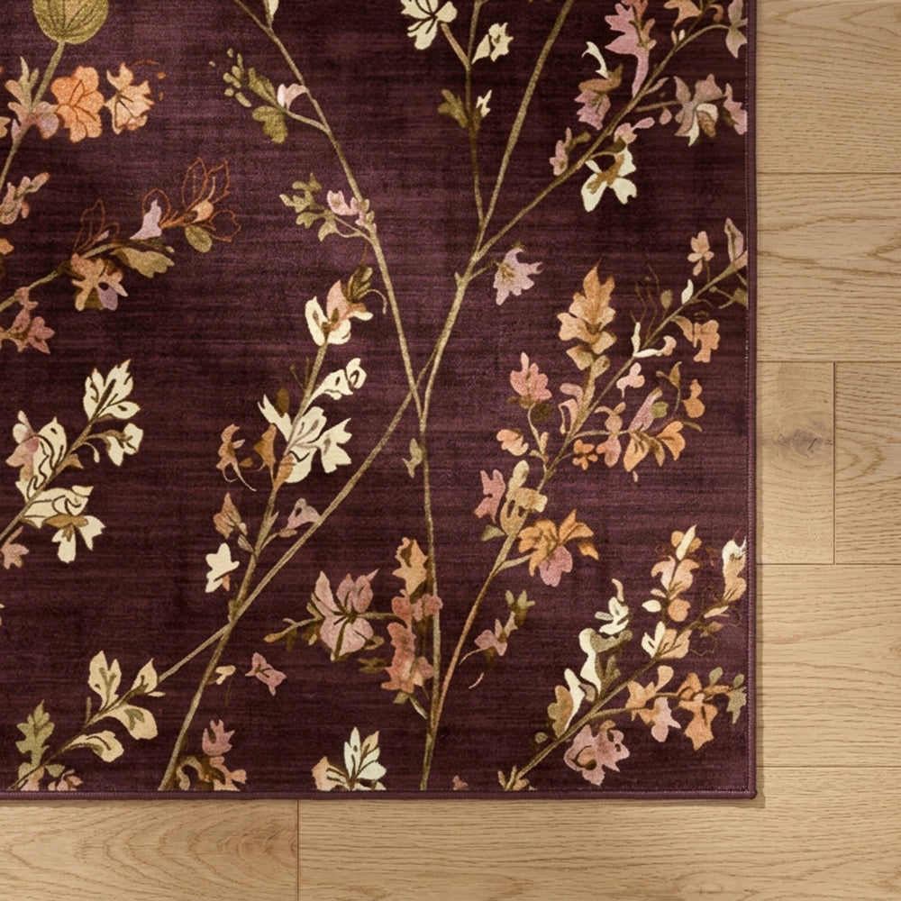 Washable rug - Misty Floral Brown