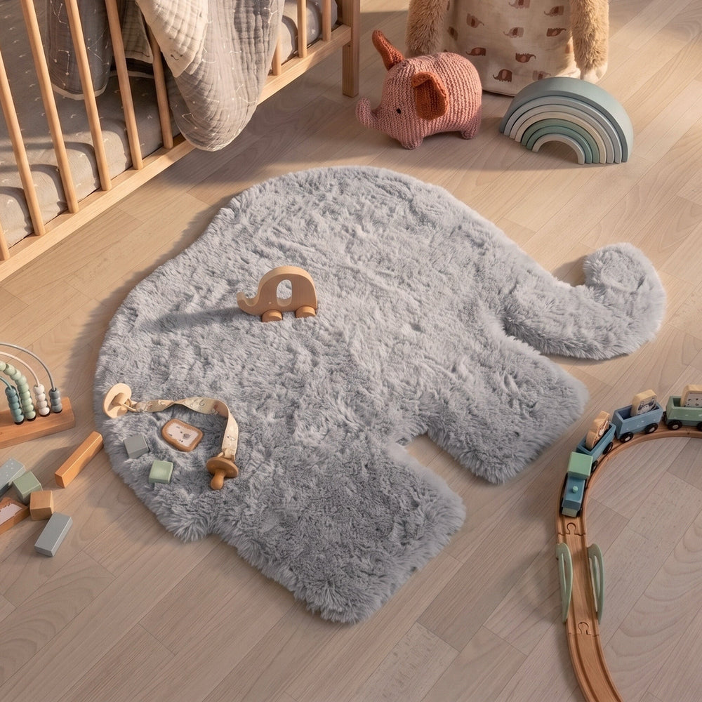 Kids Rug - Huggy Elephant Grey