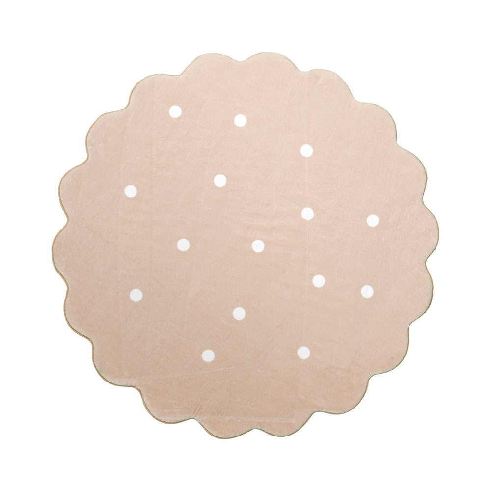 Round Kids Room Rug - Cloudy Dots Beige