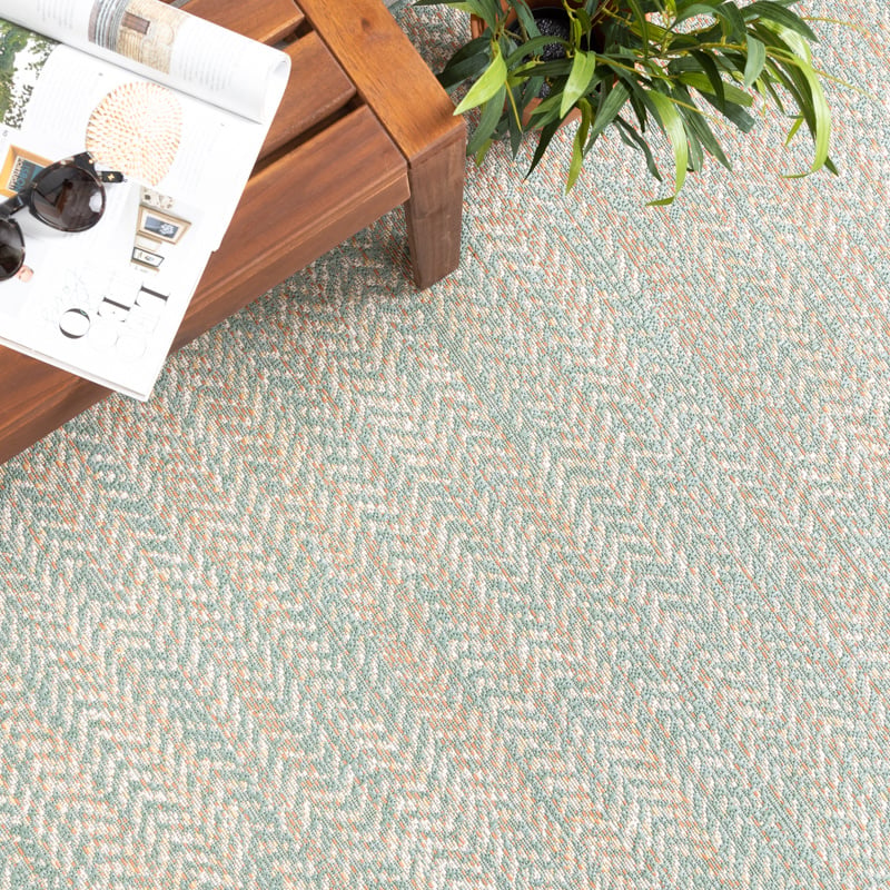 Round Modern Outdoor Rug - Playa Aztec Green