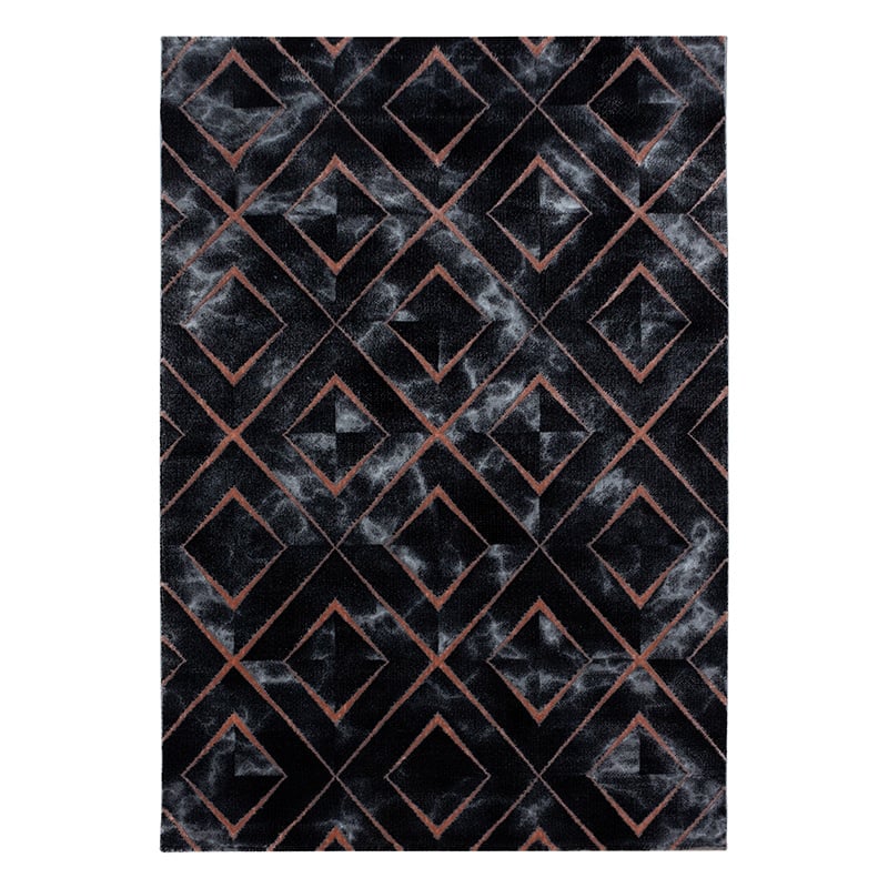 Modern floor rug - Marble Square Anthracite/Brown