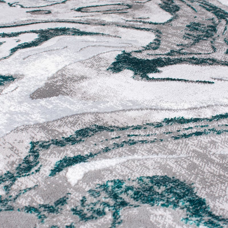 Marble floor rug - Erio Marbled Grey/Turquoise