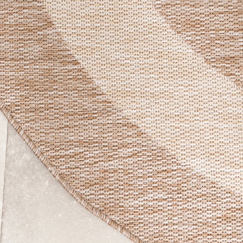 Round Indoor & Outdoor Rug - Sierra Border Beige/Cream
