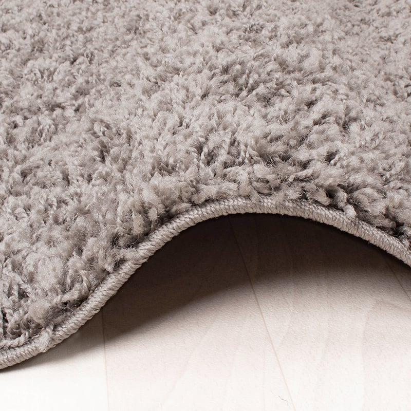 Round High Pile Rug - Solid Light Grey
