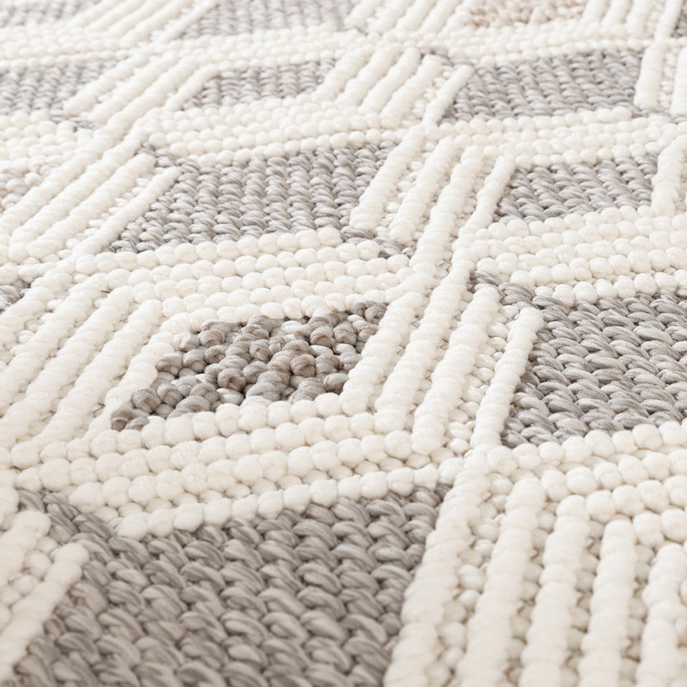 Sustainable floor rug - Lorre Blocks White/Grey