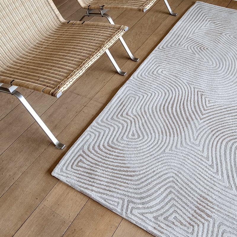 Modern Floor Rug - Meditation Coral 9228 White
