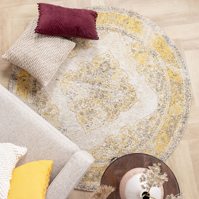 Round Vintage Rug - Admire Yellow