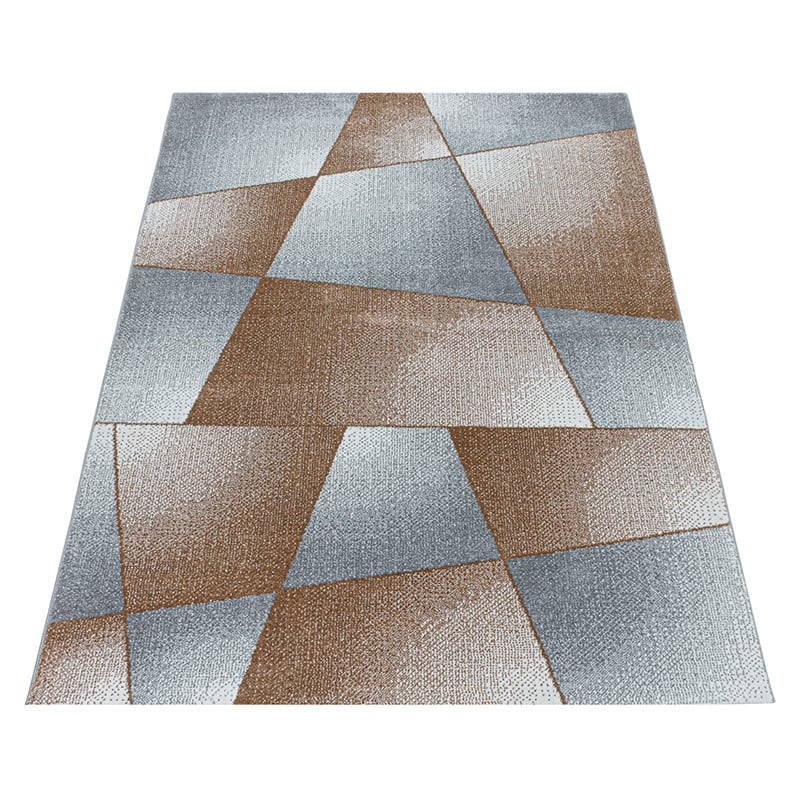 Low Pile Floor Rug - Smoothly Design Brown/Grey