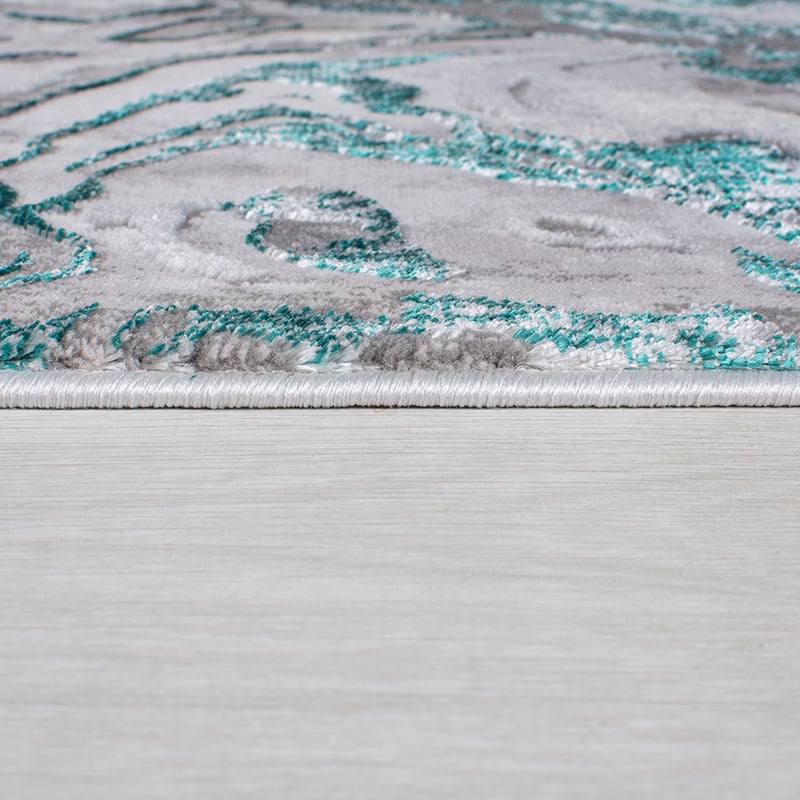 Marble floor rug - Erio Marbled Grey/Turquoise