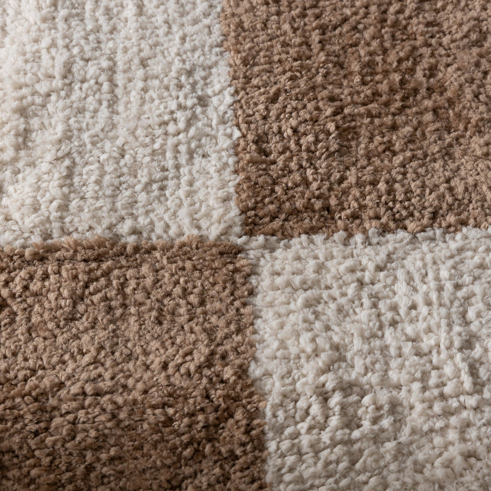 Checkerboard Rug - Blox Fringe Beige