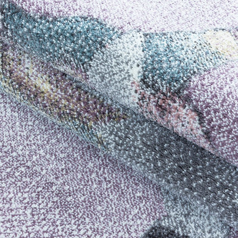 Round Children's Floor Rug Unicorn - Pretty Purple