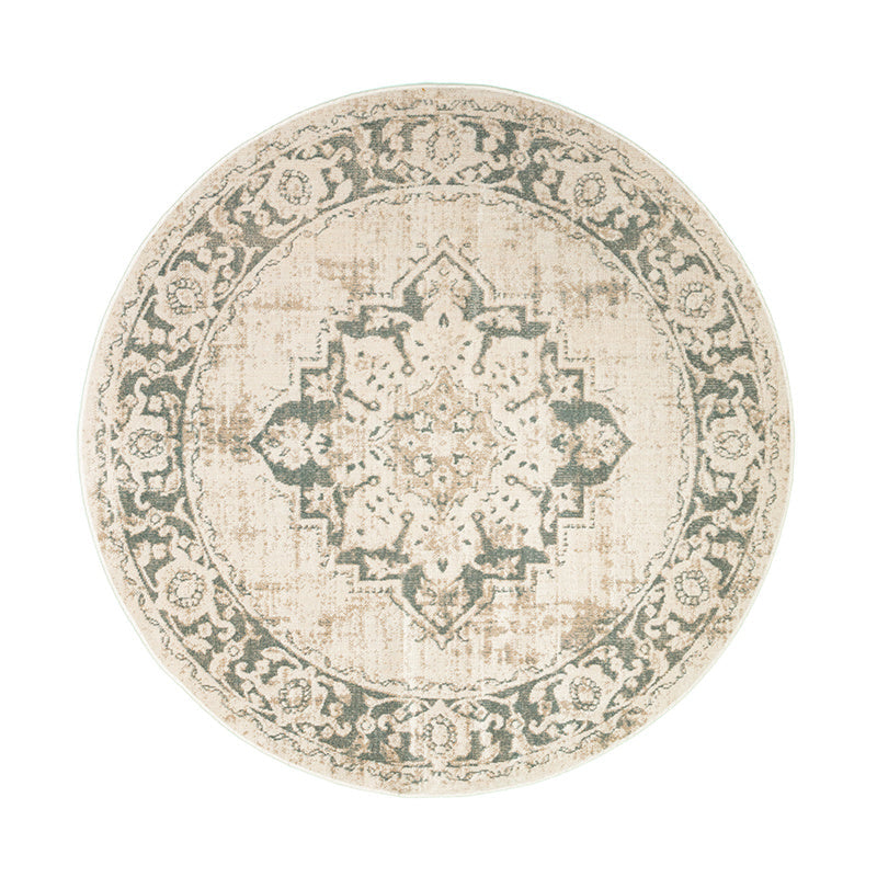 Round Vintage Rug - Spring Medallion Cream/Green