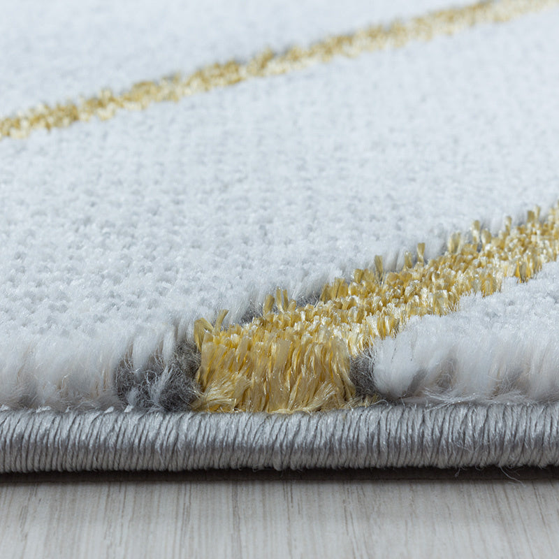 Modern floor rug - Marble Square Grey/Gold