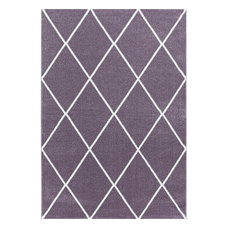 Low-pile floor rug - Smoothly Lines Purple/White