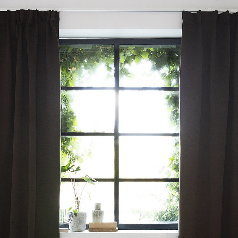 Luxury blackout curtains - Brown - Hooks