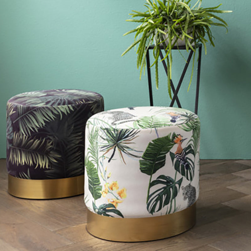 Velvet pouf - Beau Deluxe Palm leaf