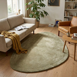 Organic rug - Isara Border Olijfgroen