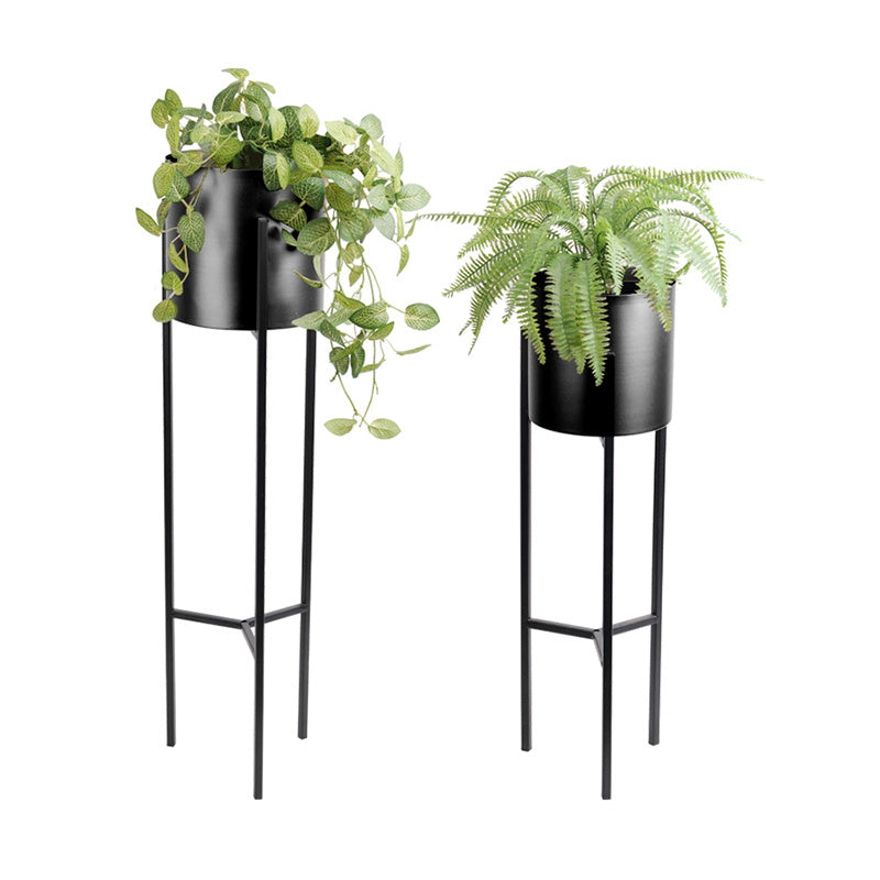 Metal planter on stand - Lily Black 2/set