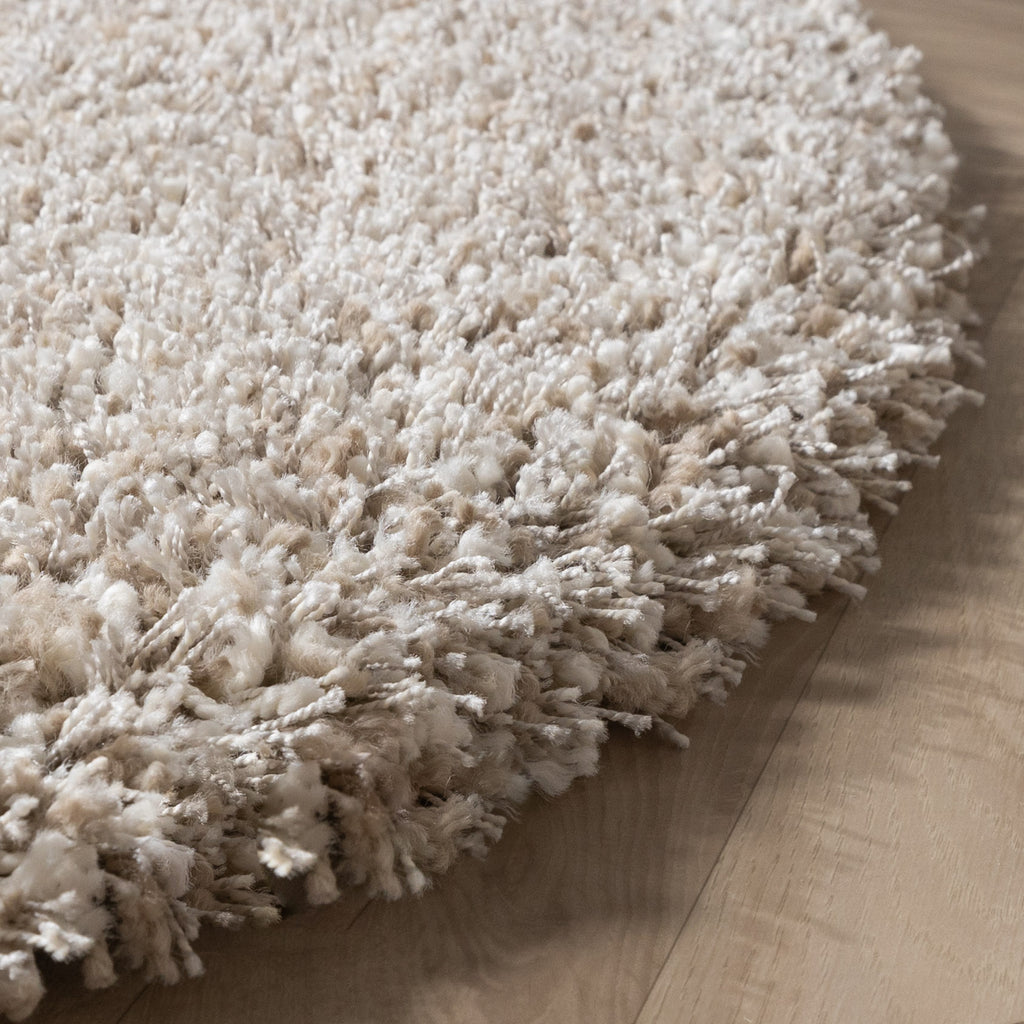 Round high-pile rug - Yves Beige