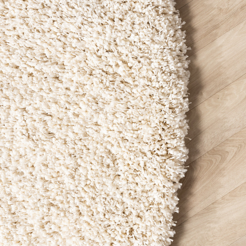 Round high-pile rug - Yves Cream