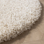 Round high-pile rug - Yves Cream