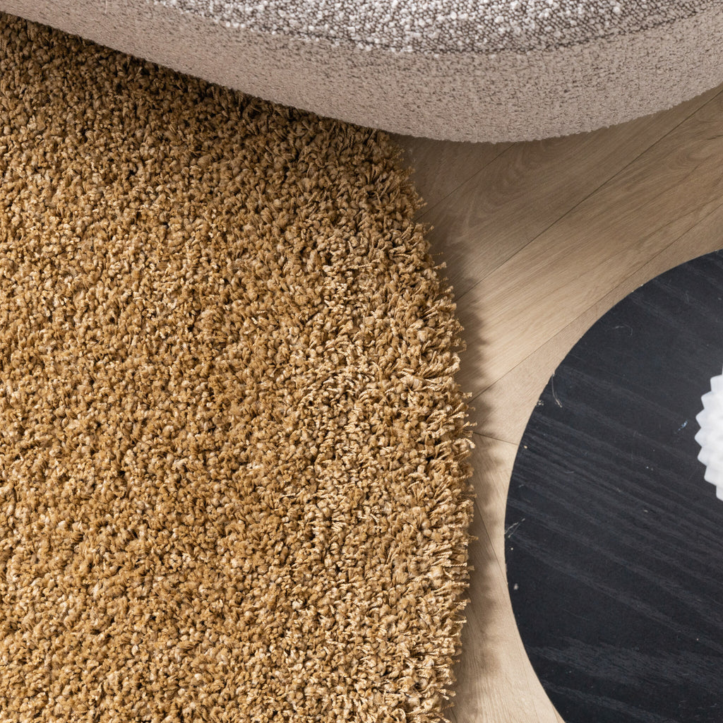 Round high-pile rug - Yves Gold