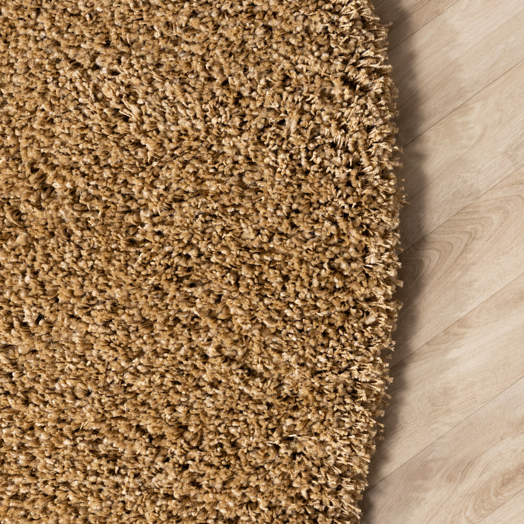 Round high-pile rug - Yves Gold